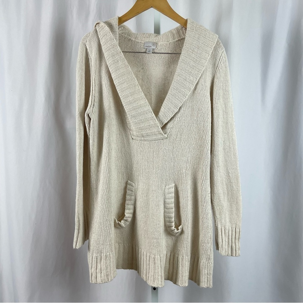 Caslon XL Petite Wool Angora Rabbit Knit V Neck Longline Sweater Boho Cozy